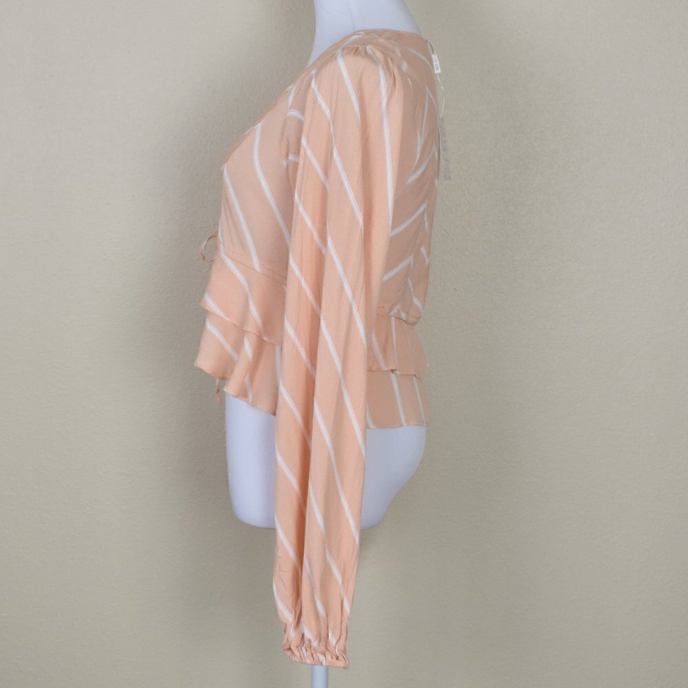 Free People Samifran Stripe Ruffle Crop Top NEW XS - Picture 3 of 8